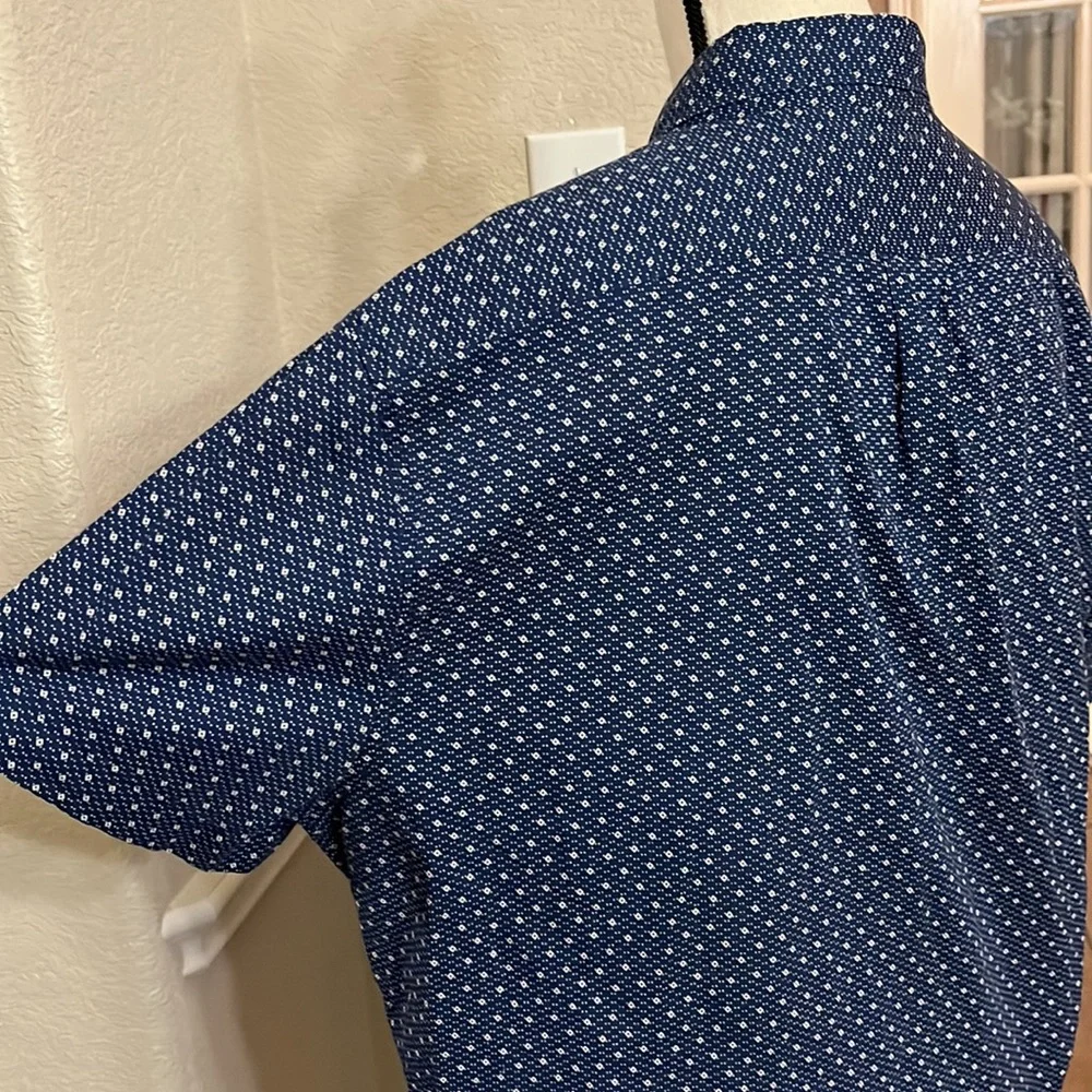 J.Crew navy blue small print shirt sleeve button down shirt Size XL